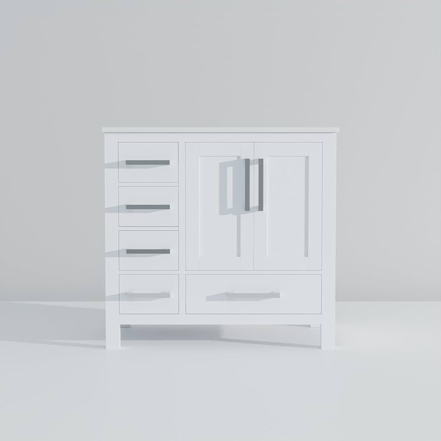 Lexora Jacques 36 in. W x 22 in. D Right Offset White Bath